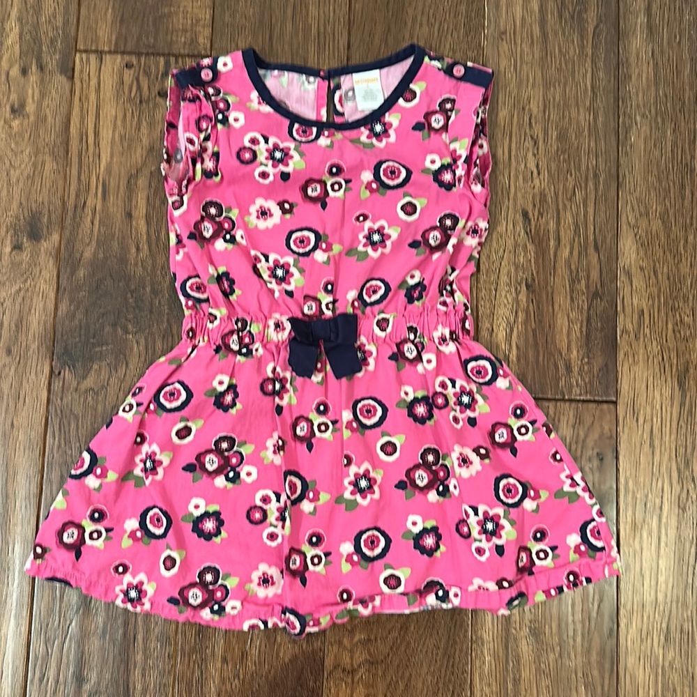 Gymboree Dress, Pink and Blue Dress with flowers, short sleeve, size 5